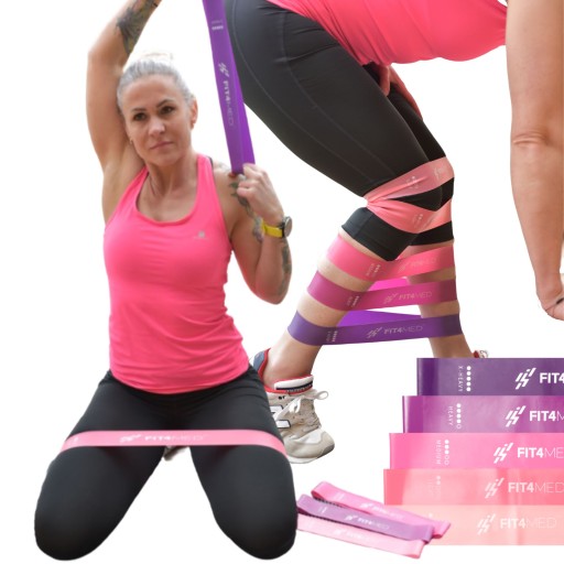 ZESTAW 5 GUM DO ĆWICZEŃ MINI BAND FITNESS FIT4MED oporowych + etui trening