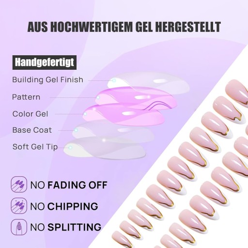 Chrome Press On Nails French Tip белые и золотые блестящие накладные ногти для