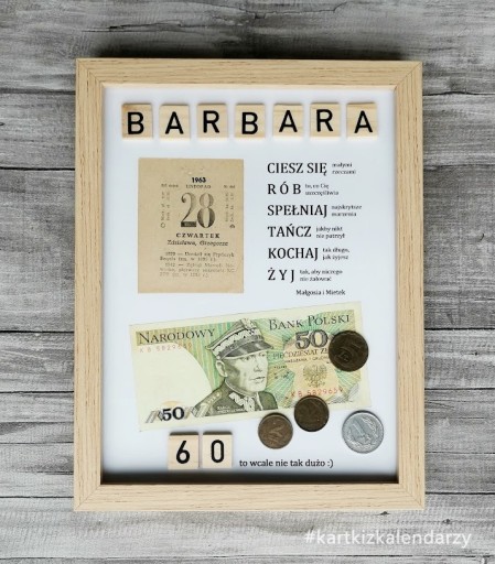 Kartka z kalendarza 1963 - 62 urodziny - 62 lata - prezent