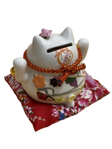 SKARBONKA Kot Maneki-Neko Szczęścia Porcelana 12cm