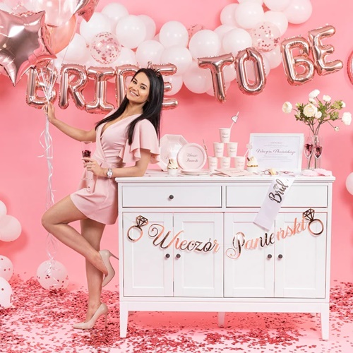 BALONY FOLIOWE WIECZÓR PANIEŃSKI NAPIS BRIDE TO BE DEKORACJA