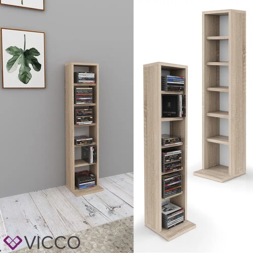 ПОЛКА ДЛЯ CD VICCO, 6 ПОЛОК, ЦВЕТ SONOMA