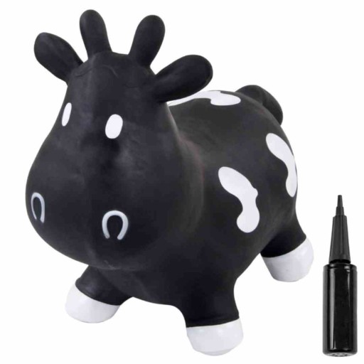 Skoczek gumowy dla dzieci KRÓWKA 57 cm czarno-biał