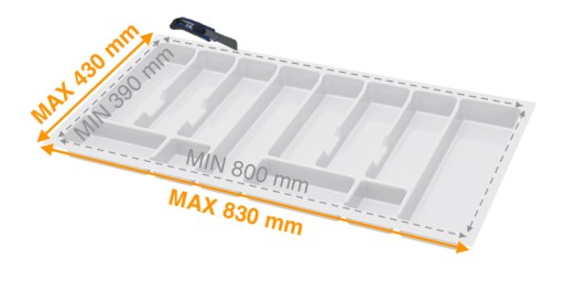 ВСТАВКА ДЛЯ СТОЛОВЫХ ПРИБОРОВ В ЯЩИК ОРГАНАЙЗЕРА BLUM UNI 90