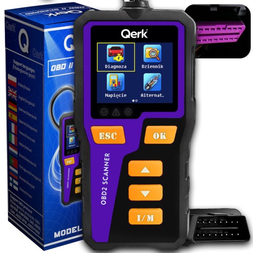 ТЕСТЕР ДИАГНОСТИЧЕСКОГО ИНТЕРФЕЙСА OBD2 ПОЛЬСКОЕ МЕНЮ ЦВЕТНОЙ ЭКРАН QERK T51