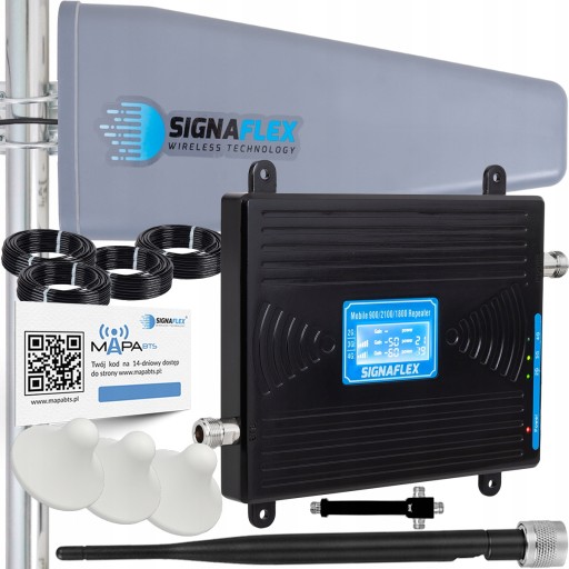 КОМПЛЕКТ УСИЛИТЕЛЯ СИГНАЛА GSM-ИНТЕРНЕТ-ТЕЛЕФОНА 3G 4G LTE + АНТЕННЫ 10 м