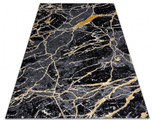 Dywan GLOSS 3D 80x150 czarno złoty GLAMOUR MARMUR