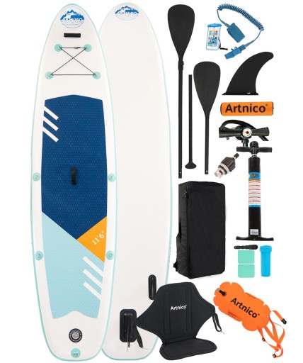 SUP BOARD Надувная доска для плавания 350 см КОМПЛЕКТ 12 в 1 Весла + Насос + Набор