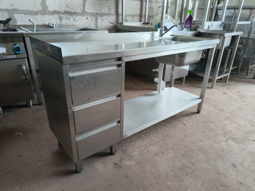 Стол-мойка из нержавеющей стали с 3 ящиками 1600x600x850 DORA METAL