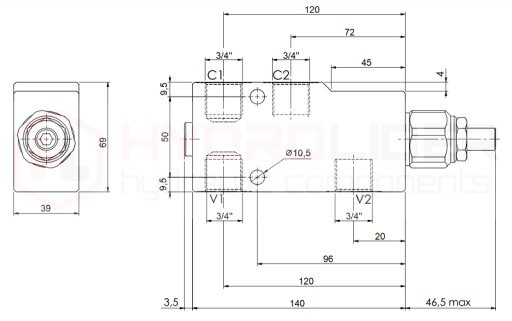ОБЪЕМ ПРОТИВОБАЛАНСИВНОГО КЛАПАНА VBCL 3/4 120 Л ГИДРОЛИДЕР
