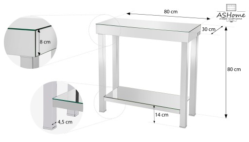 Konsola lustrzana Glamour, chrom stelaż.