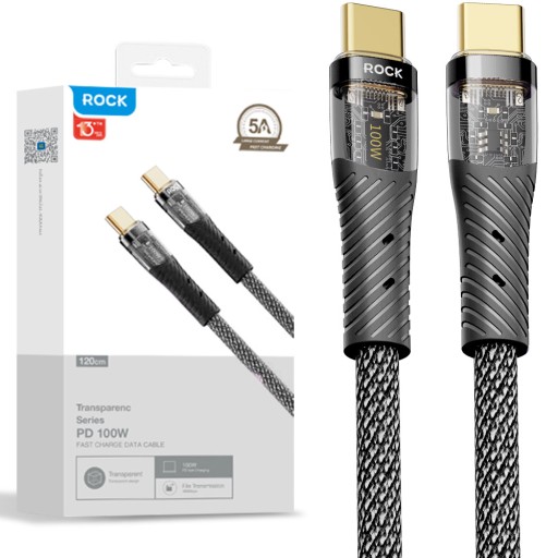 Кабель USB-C - USB C PD 1,2 м, прочная оплетка, кабель типа C, двусторонний ROCK