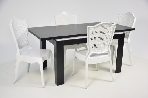 GLAMOUR zestaw 4 krzesła i stół 80x120/160 CZARNY