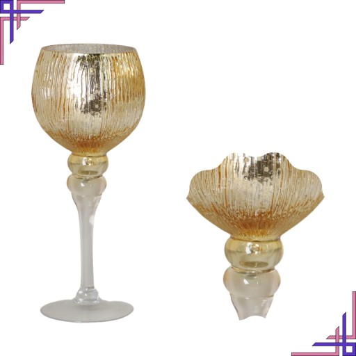 СТЕКЛЯННЫЙ подсвечник Gold CUP GLAMOUR 3 шт 40-30