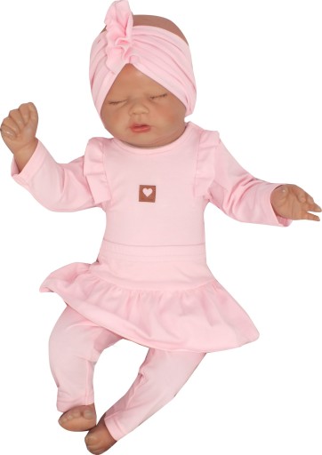 3cz KOMPLET body+ legginsy ze spódniczką+opaska 68