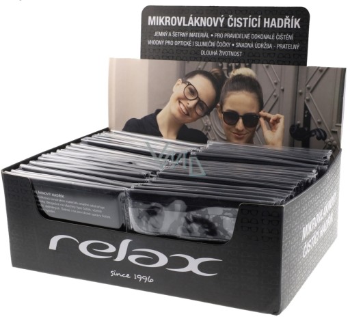 Relax Mikrofibrowa ściereczka do czyszczenia okularów w plastikowym etui 20 x 20 cm