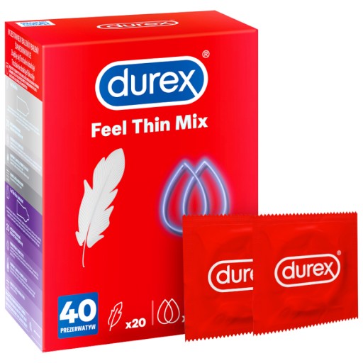 Презервативы DUREX FEEL THIN MIX, плотные, 2 разных типа, 40 шт.