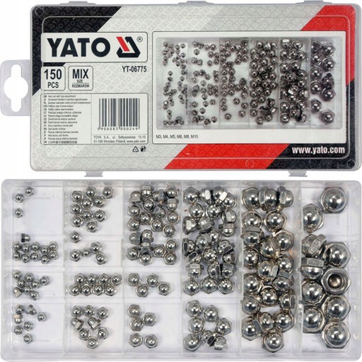 ГАЙКИ YATO МЕТРИЧЕСКИЕ ЗАКРЫТЫЕ КРЫШКИ 150ШТ.