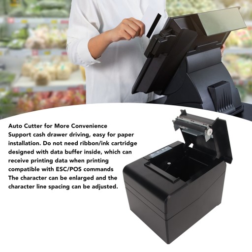 Термопринтер 80 мм, 220–300 мм/с, интерфейс USB LAN, команда esc pos, therm