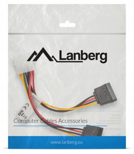 Кабель питания Molex (M) -> 2x SATA (F) 0,15 м