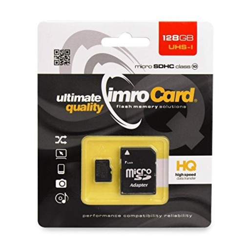 Карта памяти IMRO microSD 128 ГБ КЛАСС 10 UHS I 100 МБ/с с адаптером SD