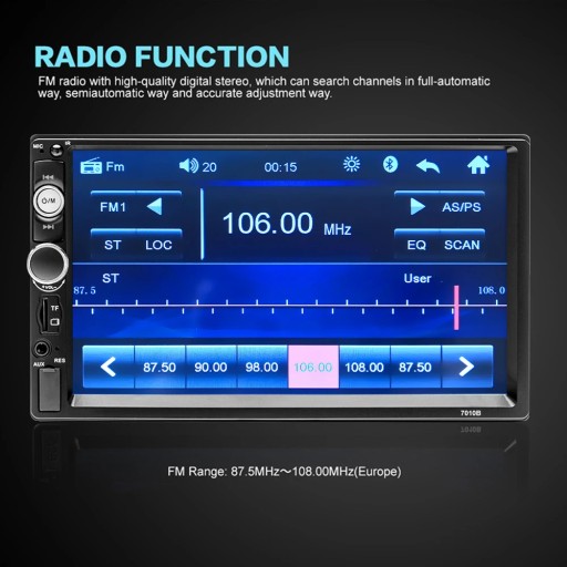 7023B с 12 светодиодами Радио 2 Din MP5 7 Bluetooth FM Aux