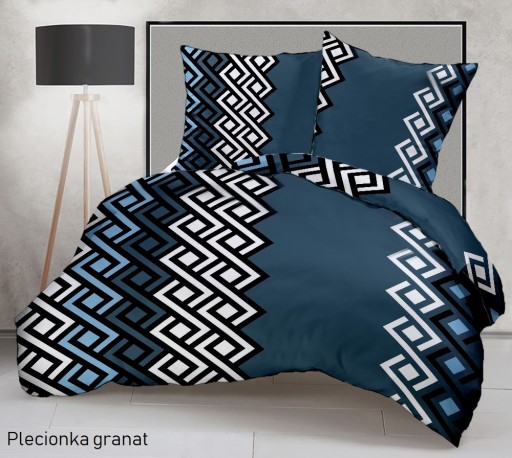 ПОСТЕЛЬНОЕ ПОСТЕЛЬНОЕ ИЗ КОРЫ 140x200см + 1x 70x80см ПОЛЬСКИЙ ПРОИЗВОДИТЕЛЬ Темно-синяя тесьма