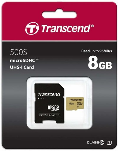 Карта microSDHC TRANSCEND 500S 8 ГБ + адаптер