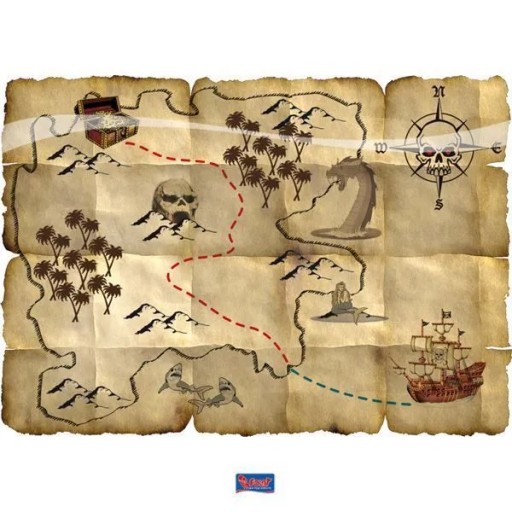 Пиратская карта PIRATE BIRTHDAY 4 шт.