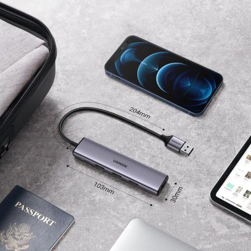 АДАПТЕР UGREEN HUB USB-РАЗВЕТВИТЕЛЬ 5 В 1 4X USB-A 3.0 1X USB-C 5 Гбит/с P&P 20 СМ