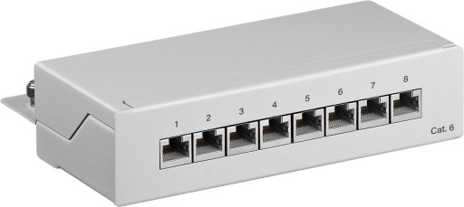 Патч-панель мини/настольная CAT 6 8 портов Серый
