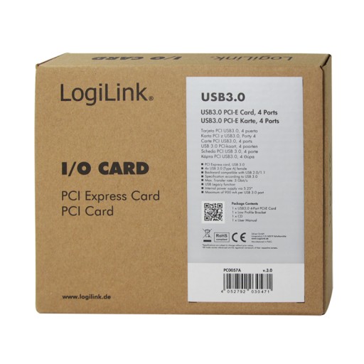 Контроллер PCI-Express LogiLink PC0057A 4x USB3.0