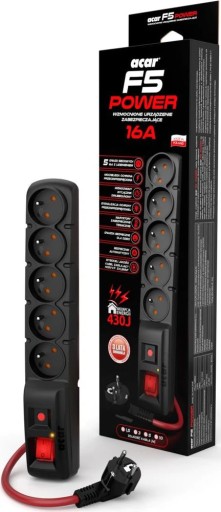 Полоска для защиты от перенапряжения Acar F5 POWER 5м черная