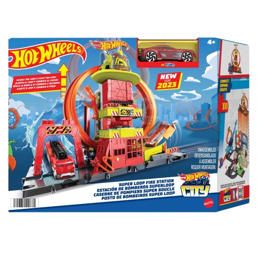 Hot Wheels City Super ПОЖАРНАЯ СТАНЦИЯ с петлевыми автомобильными гусеницами HKX41