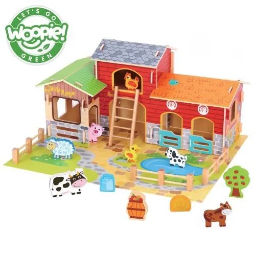 WOOPIE GREEN Мега Фигурки сельскохозяйственных животных Стабильный курятник в коровнике 18 шт.