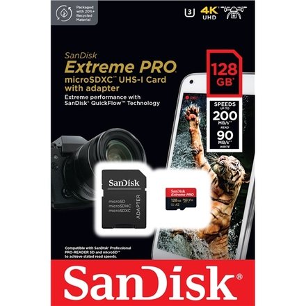 Карта памяти SANDISK Extreme PRO microSDXC 128 ГБ