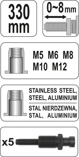 NITOWNICA RĘCZNA NITONAKRĘTEK M5-M12 330 mm YATO