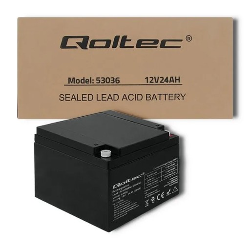 Аккумулятор Qoltec AGM | 12 В | 24 Ач | макс 360А