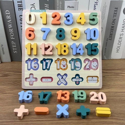 PUZZLE DREWNIANE EDUKACYJNE MATEMATYKA LICZBY CYFRY DUŻE