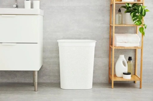 KOSZ NA PRANIE plastikowy koszyk na bieliznę z półką wolnostojący 50 L