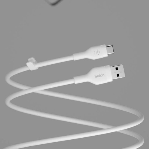 КАБЕЛЬ СИЛИКОНОВЫЙ BELKIN USB-A - USB-C, 2М, БЕЛЫЙ