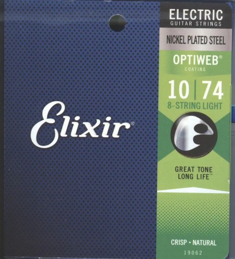 Струны для электрогитары 8 струн Elixir 19062 10-74 24H