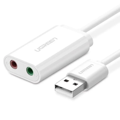 UGREEN внешняя звуковая карта USB 15см (белый)