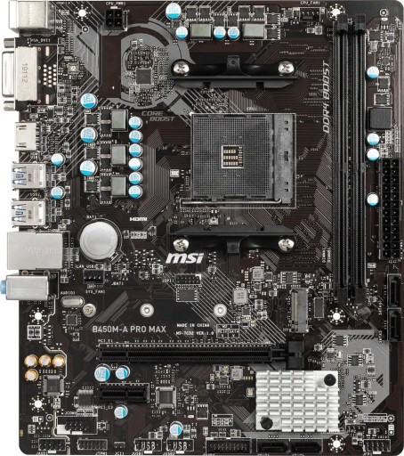 Материнская плата MSI B450M-A PRO MAX Micro ATX AMD AM4 DDR4 M.2 NVMe USB 3.1