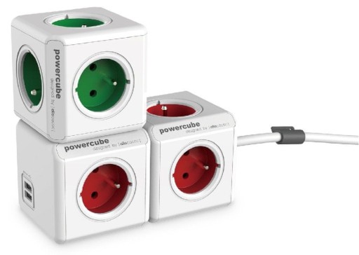 Разветвитель PowerCube Original 4 розетки 2xUSB, DesignNest (allocacoc)