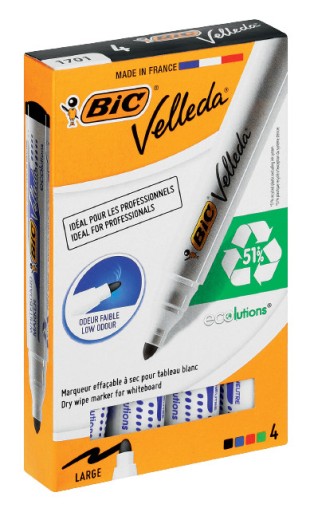 BIC МАРКЕР ДЛЯ СУХИХ ДОСОК 4 ЦВЕТА 2 ШТ.