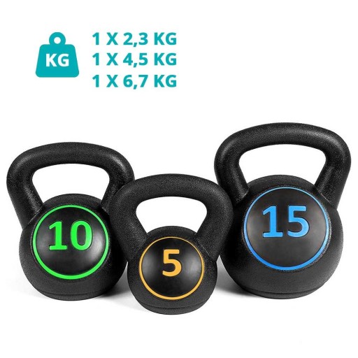 Zestaw Kettlebell do ćwiczeń domowy 5kg / 10kg / 15kg odważnik do fitness