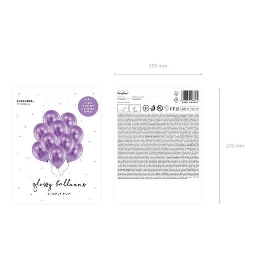 Классические воздушные шары GLOSSY EFFECT PURPLE, 10 шт.