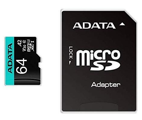 ADATA 64 ГБ micro SD XC CL10 UHS U3 A2 V30 100 МБ