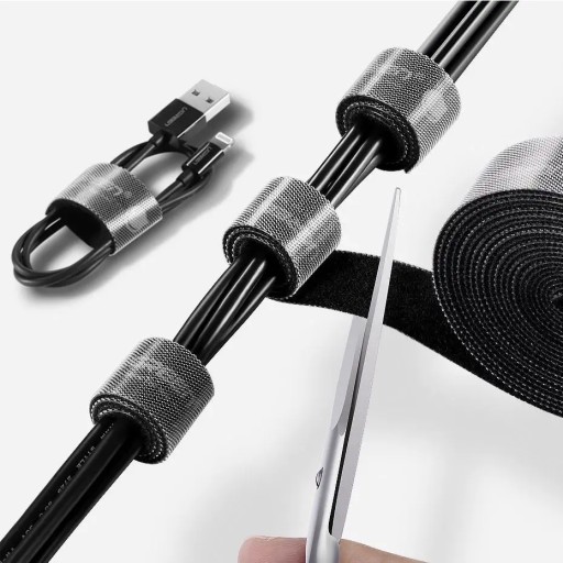 КАБЕЛЬ UGREEN VELCRO 2М + 2 СИЛИКОНОВЫХ ДЕРЖАТЕЛЯ ДЛЯ 4 ПРОВОДОВ